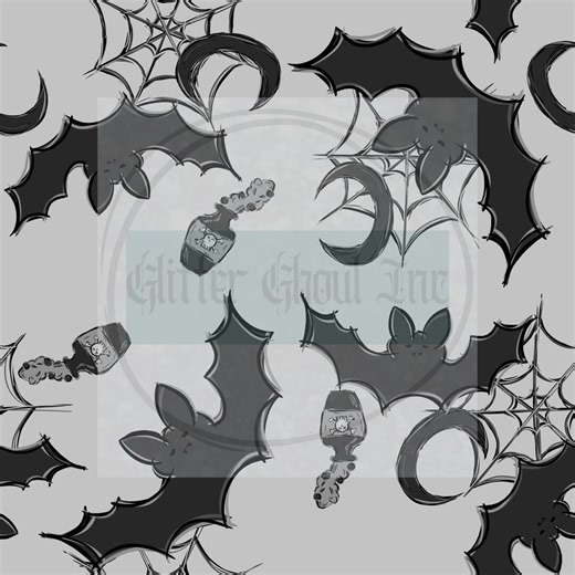 Spooky Halloween Seamless Pattern: Bats, Potions, Spiderwebs (digital Download - Etsy