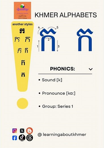 Khmer Alphabet _ consonant ក /k/