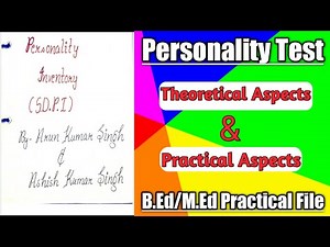 SDPI Personality Test Practical File | B.Ed 1st semester