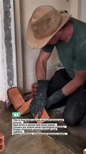 Perfect Brick Corner Installation Technique #masonry #construction #shorts