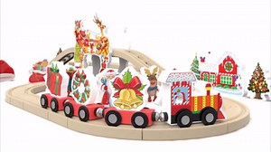 Wooden Train Set, Train Track for Toddlers 3-5, Wooden Tracks Kids Girls Boys Toys, 42Pcs Trains Toy Set for 3 4 5 6 Year Old Compatible with Thomas, Brio