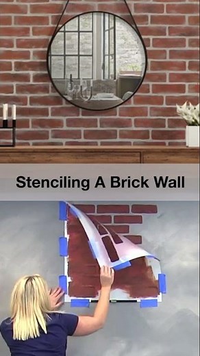 🧱 DIY Brick Stenciling Made EASY! 🖌️ | #stenciling #DIYHomeDecor #fauxbrick #brickstencil