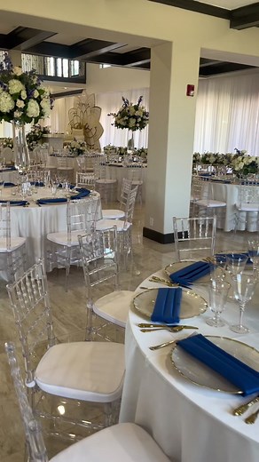 Royal Blue, White, & Gold Wedding Reception Decor Ideas