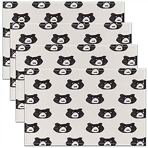 jejeloiu Bear Placemats Set of 4, Cartoon Farmhouse Wildlife Animal Table Place Mats, Rustic Bear Placemat for Kitchen Dining Table Decoration Indoor Outdoor 18"x12"