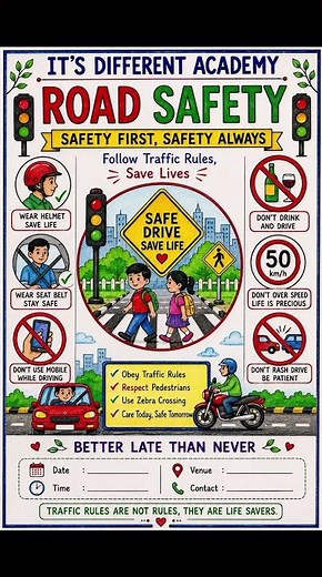 Road Safety Poster Making | CBSE Class 6-10 | Easy Poster Drawing #roadsafety #cbse