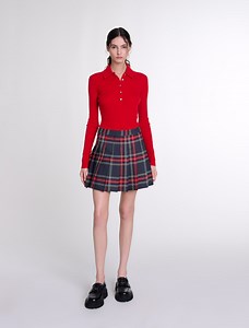 Short tartan print skirt Red for Women | Maje