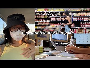 DAILY VLOG | a productive day in my life as a college student | working, adulting & grocery shopping