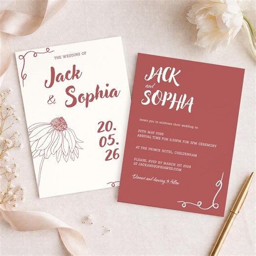 Hand-drawn Wedding Invitation Template | Editable Printable | Elegant & Fun Wedding Details | Digital Download, Instant Access - Etsy