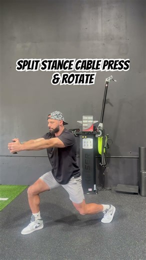 Split Stance Cable Press & Rotate