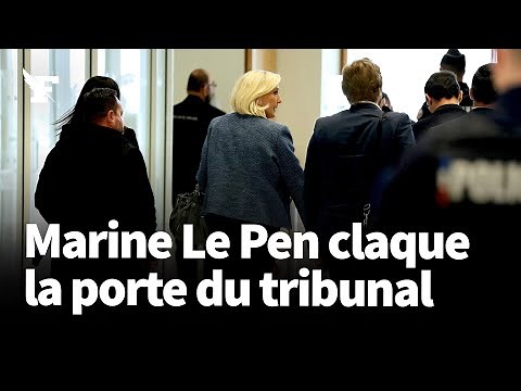 Marine Le Pen leaves court after being barred from election