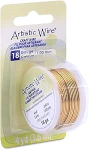 Artistic Wire, 18 Gauge Tarnish Resistant Brass Craft Wire, 4 yd
