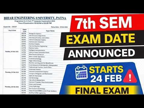 BEU 7th Semester Exam Date Release 😱 | BEU Official Routine | Must Watch |