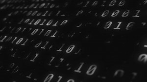 Black lines moving over binary coding data processing against black background | Premium Stock Video Footage