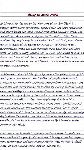 Short Essay on Social Media | Easy in english #essaywriting #essaywriting#studentlife#education