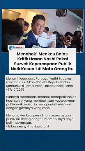 Finance Minister Sodori Responds to Hasan Nasbi's Criticism: Public Trust Is Rising, Except in th...