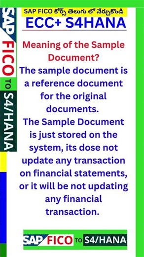 Meaning of the Sample Document?// SAP FICO S4HANA Training in Telugu / SAP FICO Course in Telugu