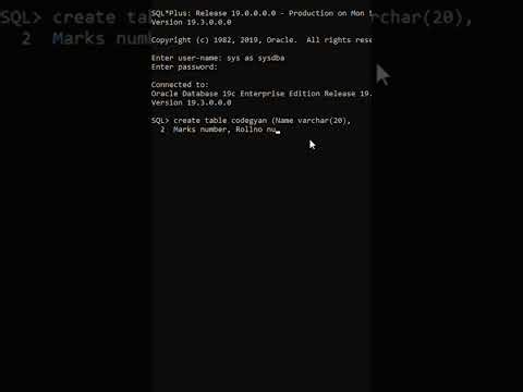 How To Create Table In SQL Plus #sql #shorts #dbms