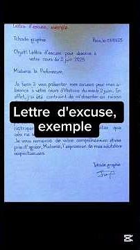 Lettre d'excuse, exemple