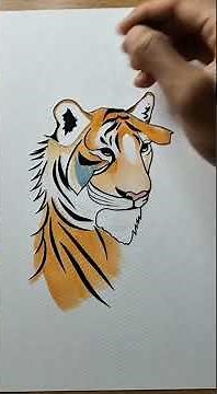 Easy Tiger Drawing Tutorial in 1.37 Seconds! | Satisfying Art for Beginners
