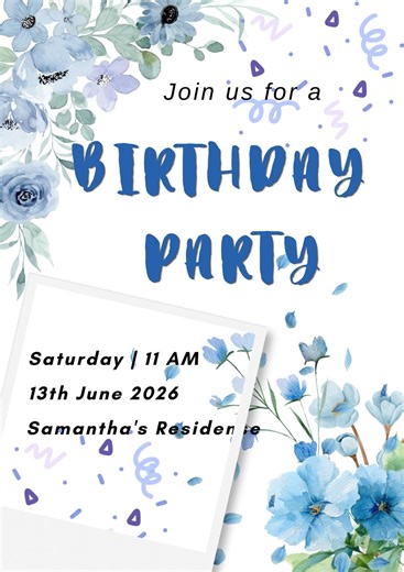 Sweet Blue Birthday Invitation - Etsy