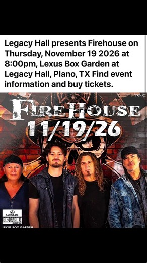 🔥 FIREHOUSE IS BACK IN PLANO! | NEW DATE NOVEMBER 19, 2026! 🤘