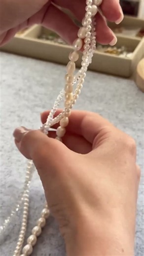 DIY layered pearl necklace | ASMR beading process #explore #bracelet #jewelry #bijoux #diy