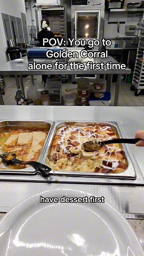 Golden Corral has a HUGE dessert section #pov #goldencorral #food #alone | Mylonepov