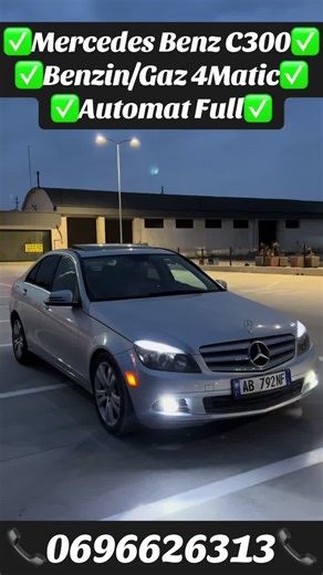 Shitet Mercedes Benz C300 w204 - Viti prodhimit: 2010 - Kilometra: 234 Mij - Motorri: 3.0 benzin gaz (pa taks luksi) - ⁠Impjanti Lovato Me 5 Vite Granaci - Kambio automatike 7G (comfort/sport) - Cruise control limitator shpejtesie - Sistem muzike - Interior lekure bezh - Disqe R17 - Sensor shiu dhe dritash - Serdile elektrike memorie ngrohje - Baxho - Fener led lazer - Pasqyra antiverbuese - Cd/Usb Aux Bluetooth - Goma ne gjendje shume te mire - Xhama te zinj prapa me leje - Me letra te paguara 
