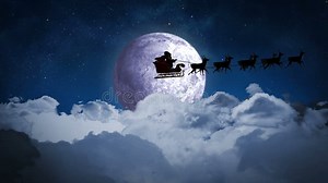 Santa Flying Over Night Sky Stock Video - Video of seamless, reindeer: 46252637
