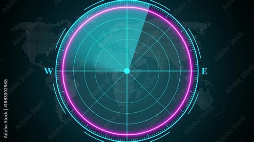 High-tech digital radar interface animation with sweeping green radar lines scanning. Radar screen animation, moving radar HUD call animated. Sonar tactical readout of an incoming object.
