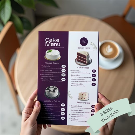 Editable Cake Menu Template | Bakery Menu Template Canva | Dessert Menu Sign | Cake and Bakery Price List Template | Printable Cake Menu - Etsy Canada