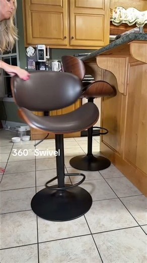Bar Stools Set of 2 for Kitchen Counter, Height Adjustable Bentwood Barstools, swivel 360*