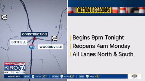 Video: I-405 in Bothell to close in both directions this weekend