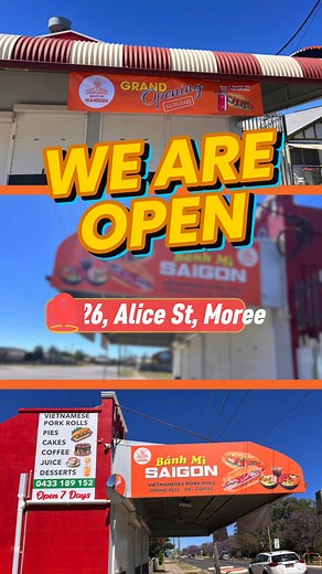 36 reactions · 14 shares |  Banh Mi Saigon Grand Opening in Moree Special: Buy 1 banh mi, get 1 soft drink FREE. Don’t miss it! Drop by today and taste it yourself. 26 Alice St, Moree | Bánh Mì Saigon | Facebook