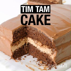 27K views · 288 reactions | The only thing better than a Tim Tam is a GIANT Tim Tam. Full recipe: https://www.taste.com.au/recipes/tim-tam-cake/ef8544ac-384c-4cbf-93ec-539164f98f6e | Taste.com.au | Facebook
