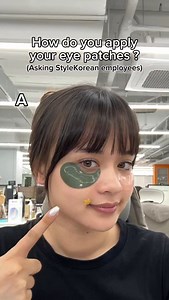 17K views · 157 reactions | ✨How do YOU apply your eye patches?  Are you Team A ➡️ wider part towards the temples or Team B ➡️ wider part under the eye ? Let us know in the comments!  #eyepatch #kbeauty #skincaretips #beautyhack #heimish #darkcircles #stylekorean #stylekorean_global | StyleKorean | Facebook