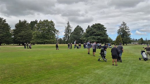 Final hole is underway 2 good tee shots from Brian and Hayden Property Brokers Ashburton Hamish Niles Real Estate - Property Brokers Karen McRae - Property Brokers Ashburton | Ashburton Golf Club