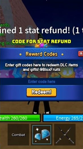 Code For Stat Refund In Blox Fruits