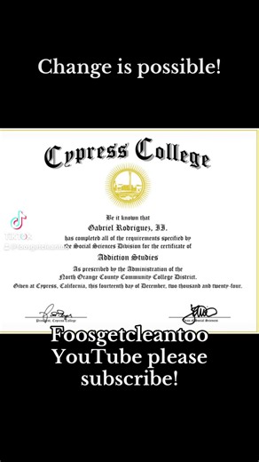Change is possible! Foosgetcleantoo please subscribe on YouTube link in bio! #foosgetcleantoo #redemption31 #formelyincarcerated #collegestudent #recovery