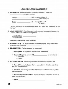 Lease Agreement RELEASE Form