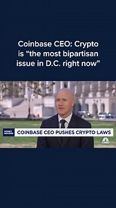 Brian Armstrong, Coinbase CEO, discusses why crypto is "the most bipartisan issue" in Congress. Watch more of the interview: cnb.cx/4cezn3Z | CNBC