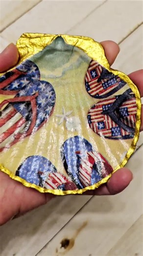 Patriotic Seashell Ring Dish: Decoupage Coastal Decor - Etsy