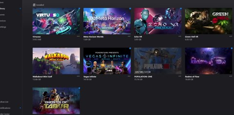 A video of slow downloads in the Meta Quest Link software.