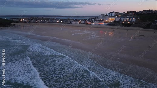 Sunset capture of Porthmeor Beach in St Ives, Cornwall