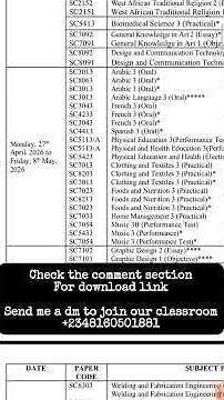 UPDATED WAEC 2026 TIMETABLE #shorts #youtubeshorts #youtube