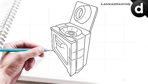 how to draw a simple and easy clothes washing machine