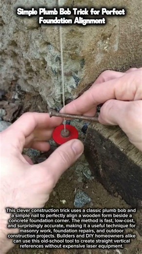 Simple Plumb Bob Trick for Perfect Foundation Alignment #satisfying #engineering #constructiontools