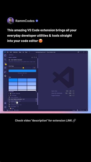 RammCodes | Developer Advocate 👨‍💻 on Instagram: "This VS Code extension is soo damn good 🔥 It packs a bunch of everyday developer utilities into one place. Things like encoding, formatting, generators, converters, testing helpers, and more. All accessible without leaving your editor. It honestly feels like a Swiss-army knife for VS Code. Fewer tabs, less context switching, and a faster workflow overall :) Source Link 🔗: marketplace.visualstudio.com/items?itemName=Fuzionix.devtool-plus Hope 