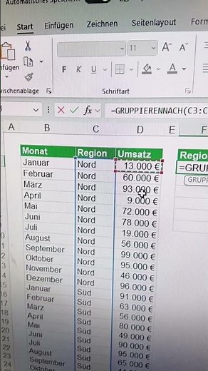 GRUPPIERENNACH-Funktion in Excel
