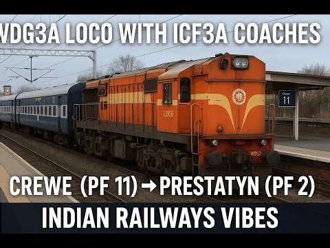 WDG3A Loco with ICF3A Coaches Crewe PF 11 ➝ Prestatyn PF 2 Indian Railways Vibes